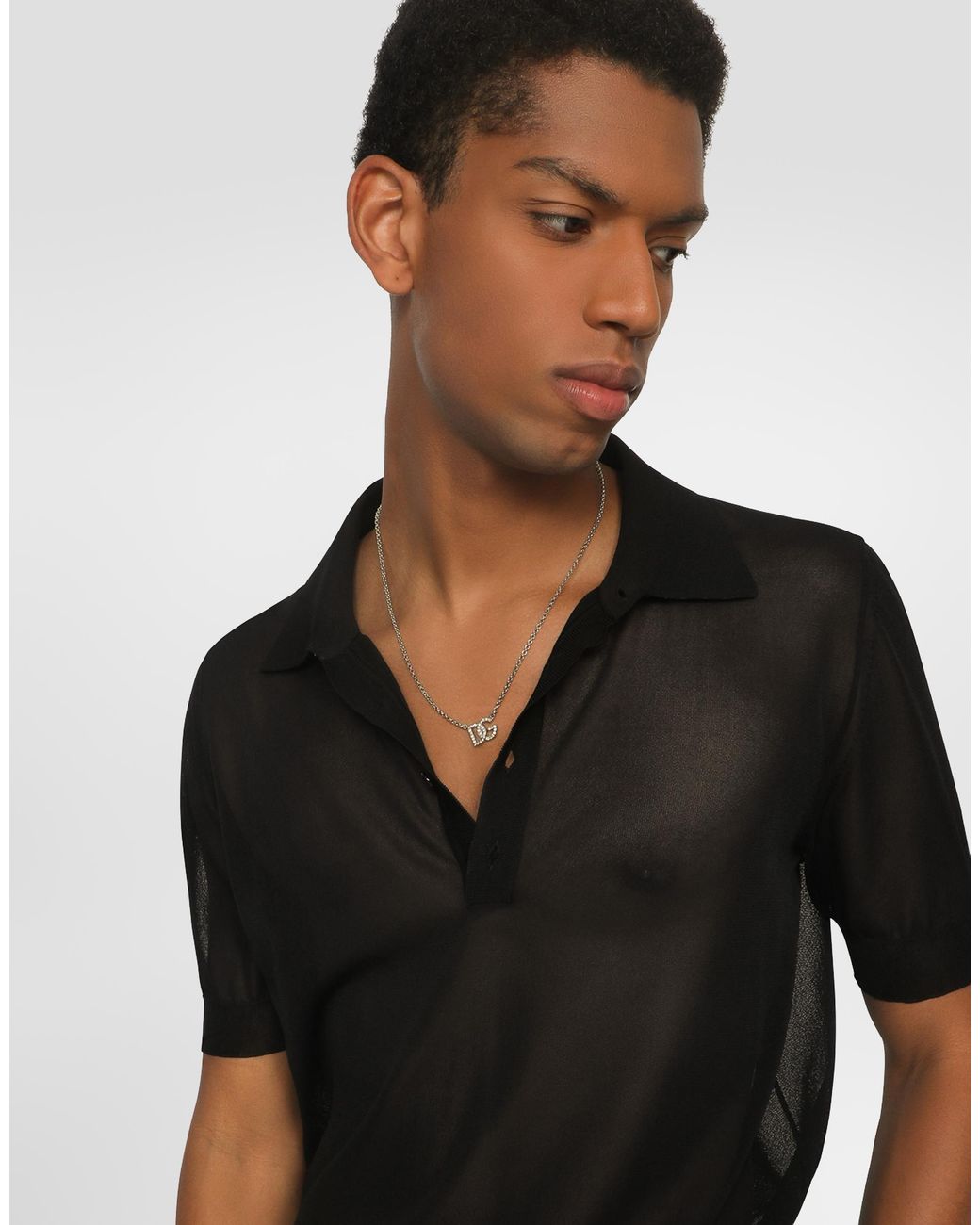 Dolce & Gabbana White Chain Necklace With Dg Logo for men