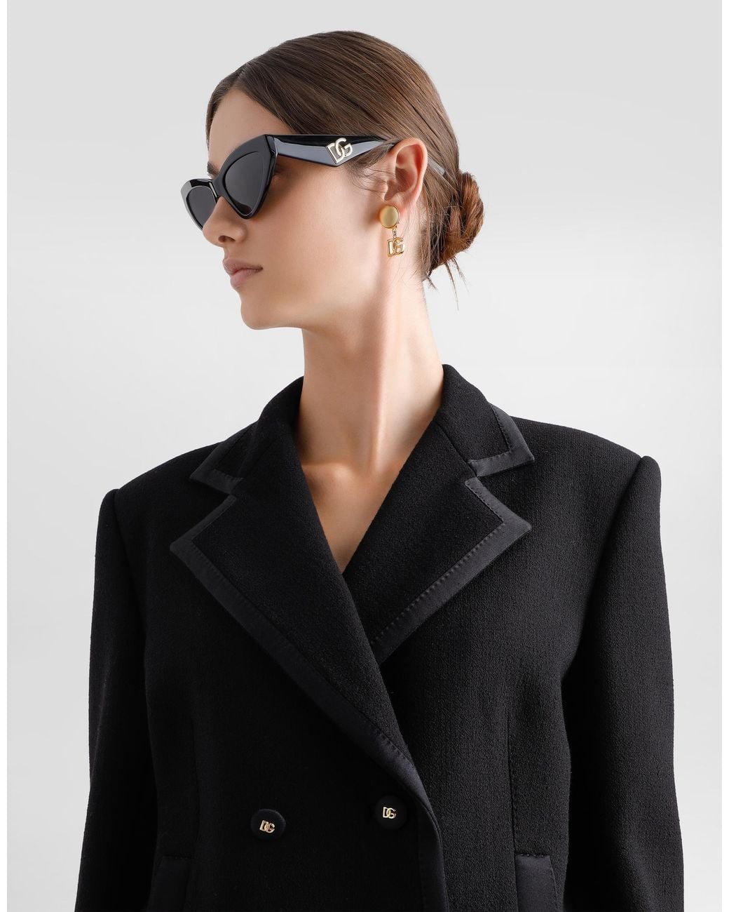 Dolce & Gabbana Black Short Double-Breasted Wool Crepe Jacket