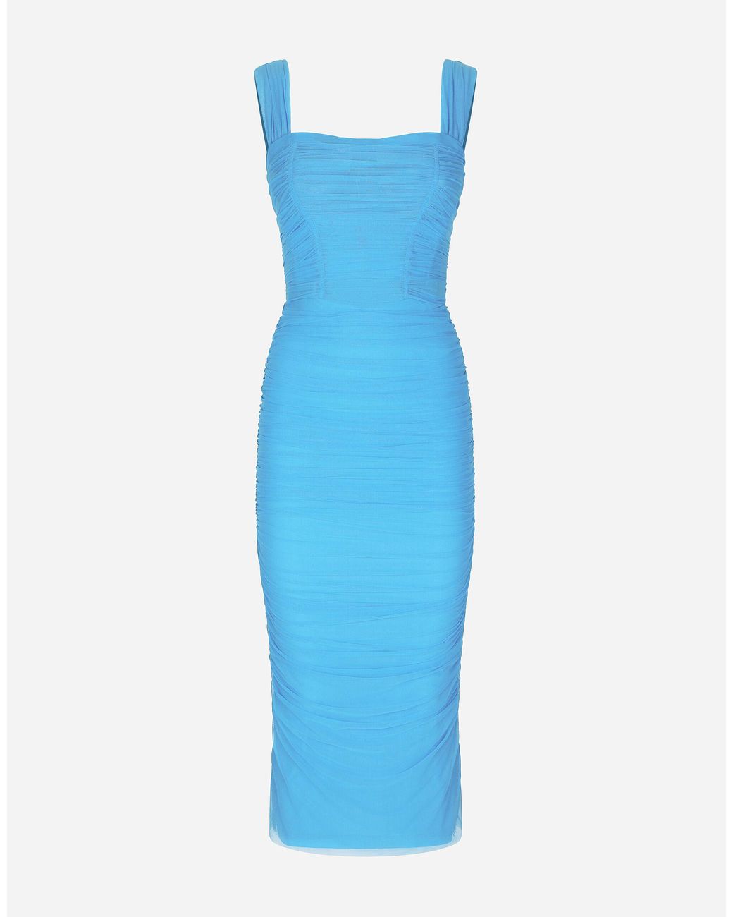 Dolce & Gabbana Tulle Calf-length Bustier Dress in Blue | Lyst