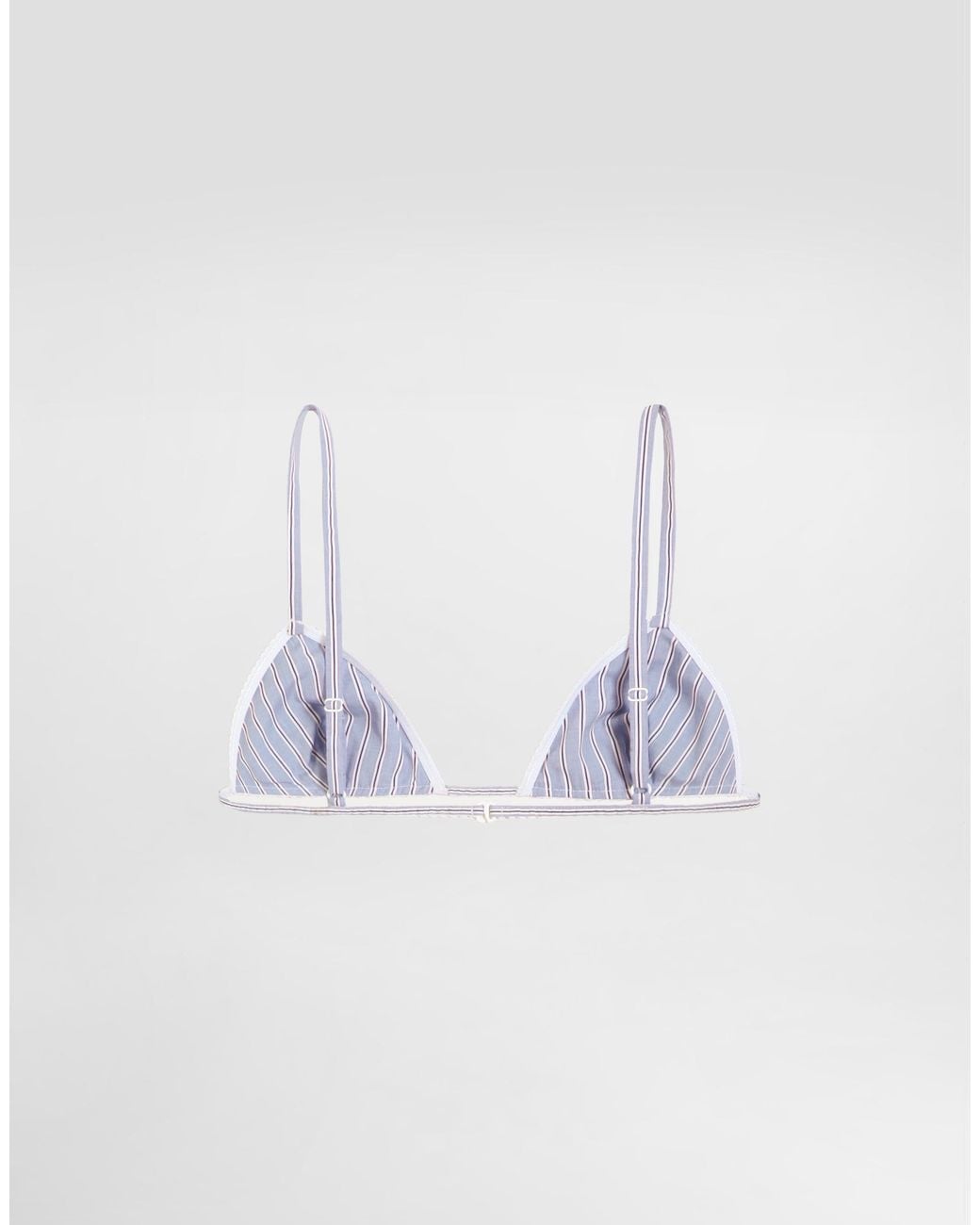 Dolce & Gabbana Blue Striped Poplin Bra With Embroidery