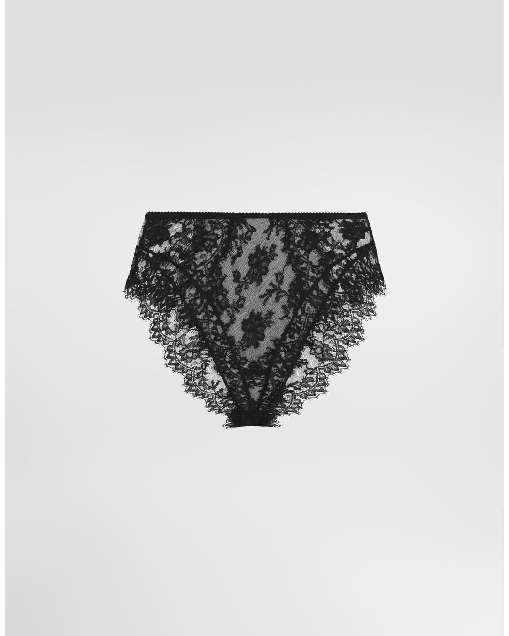 Dolce & Gabbana Black High-Waisted Lace Briefs