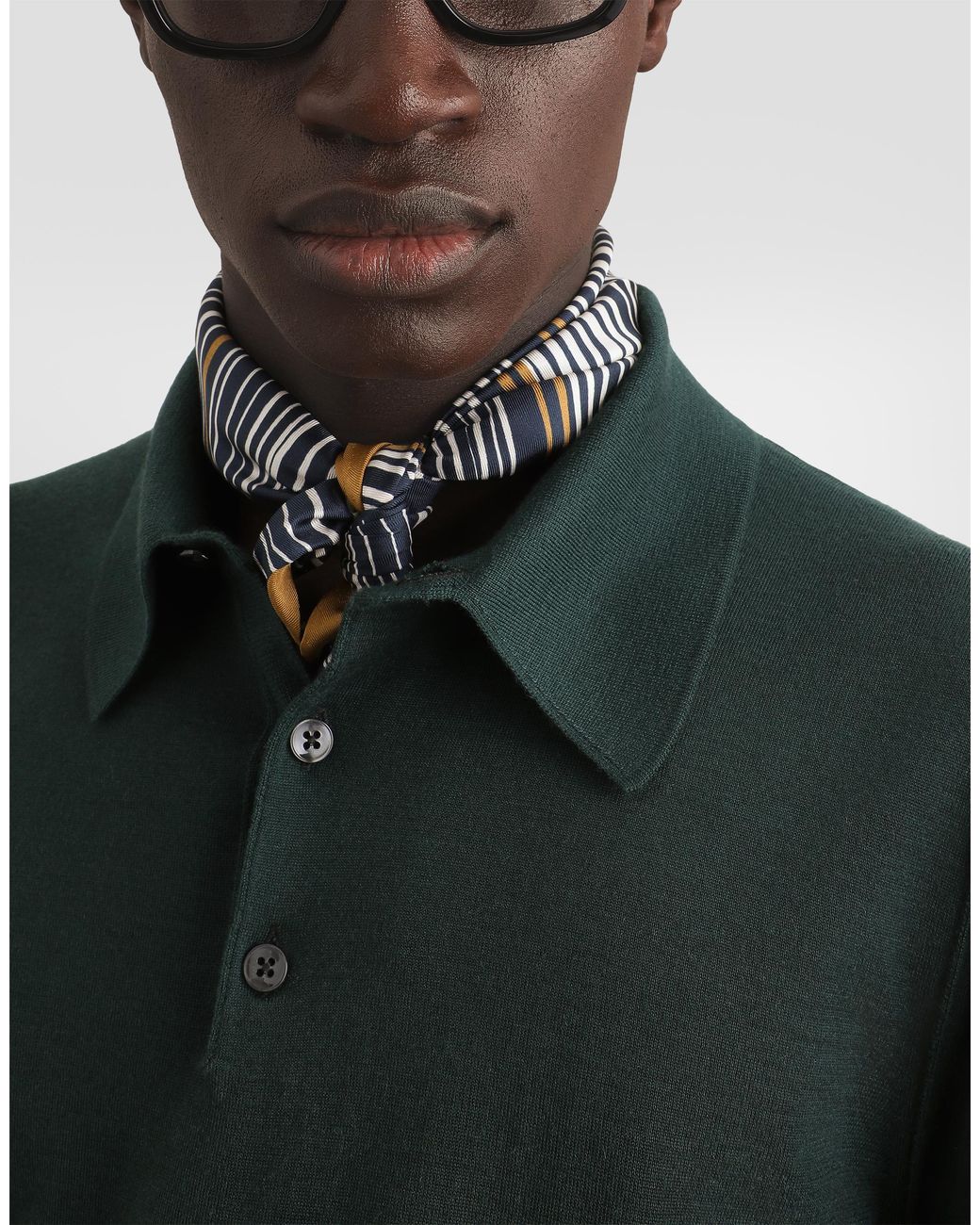 Dolce & Gabbana Green Knit Cashmere Polo Shirt for men