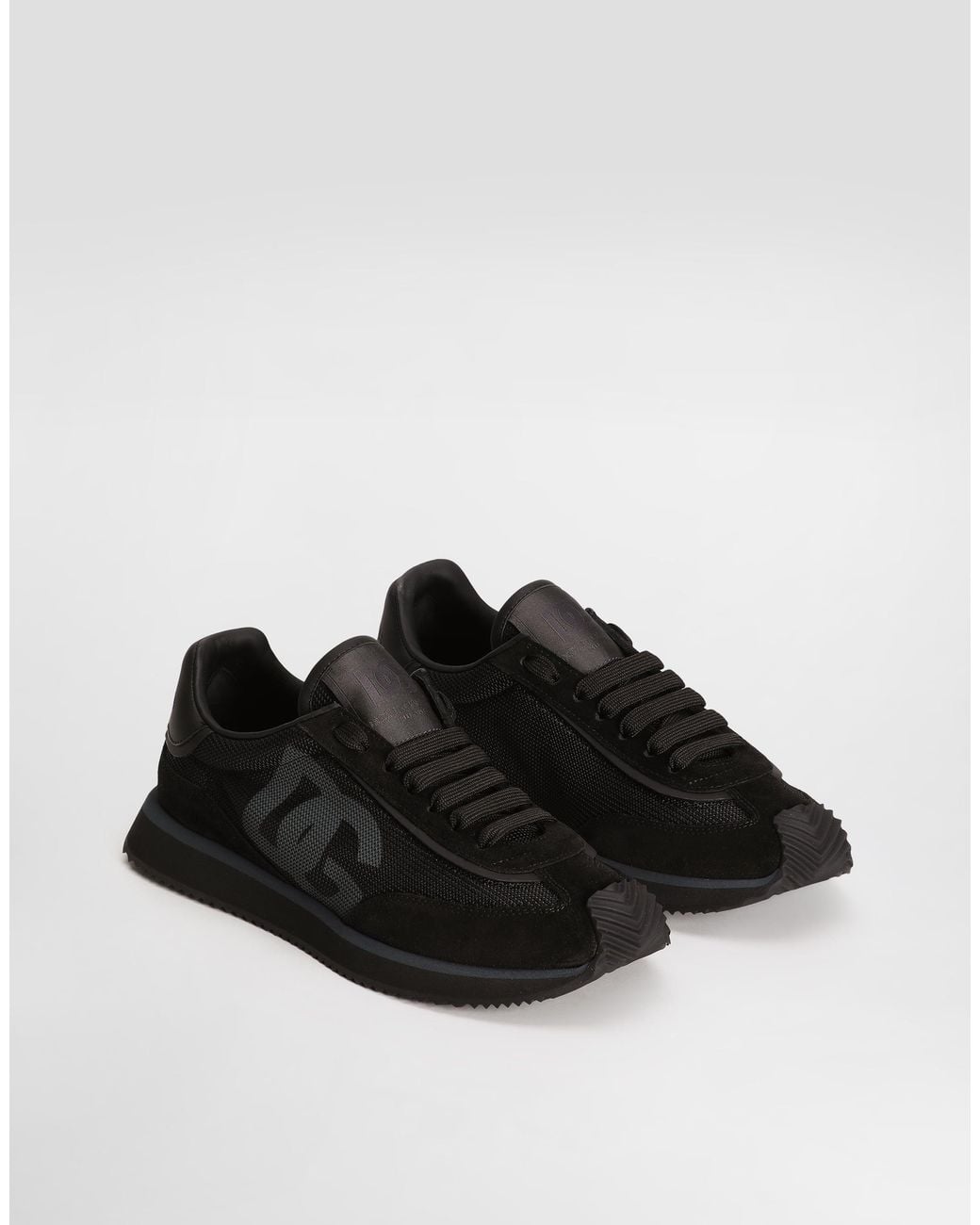 Dolce & Gabbana Black Mixed-Material Dg Cushion Sneakers for men