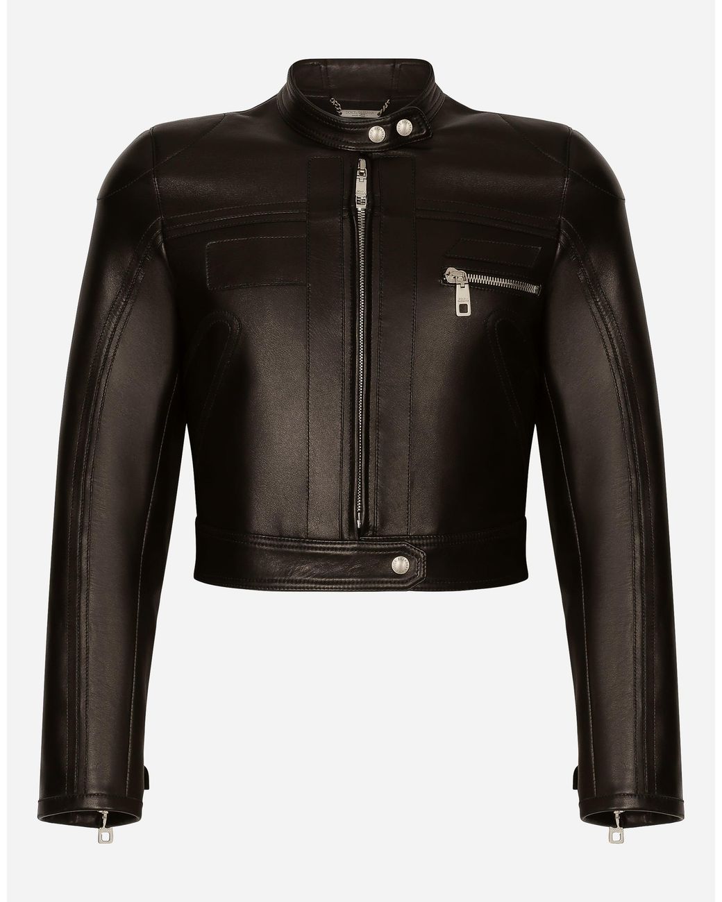 Dolce & Gabbana Black Nappa Leather Biker Jacket for men
