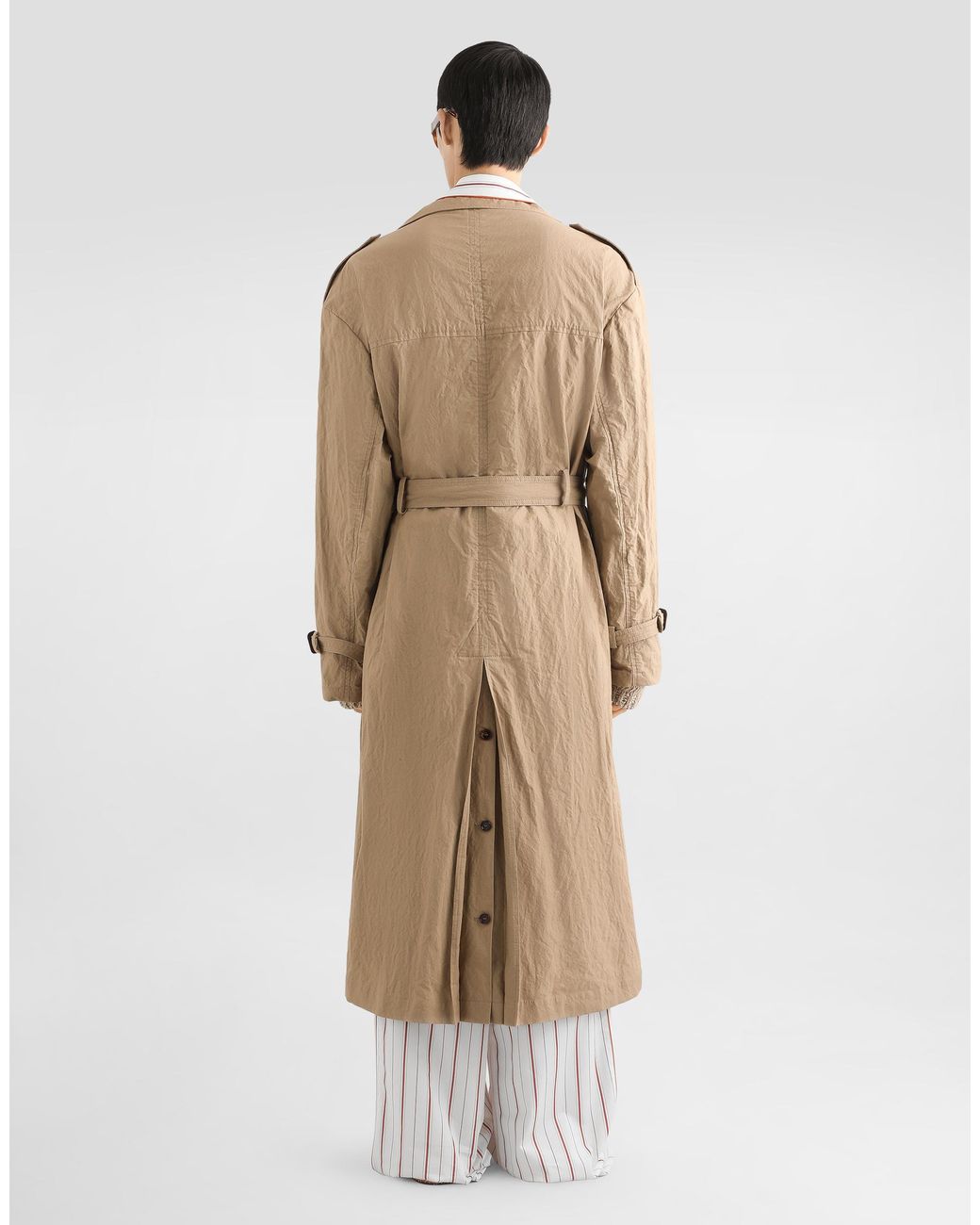 Crinkled Effect Cotton Trench Coat Dolce & Gabbana de hombre de color Natural