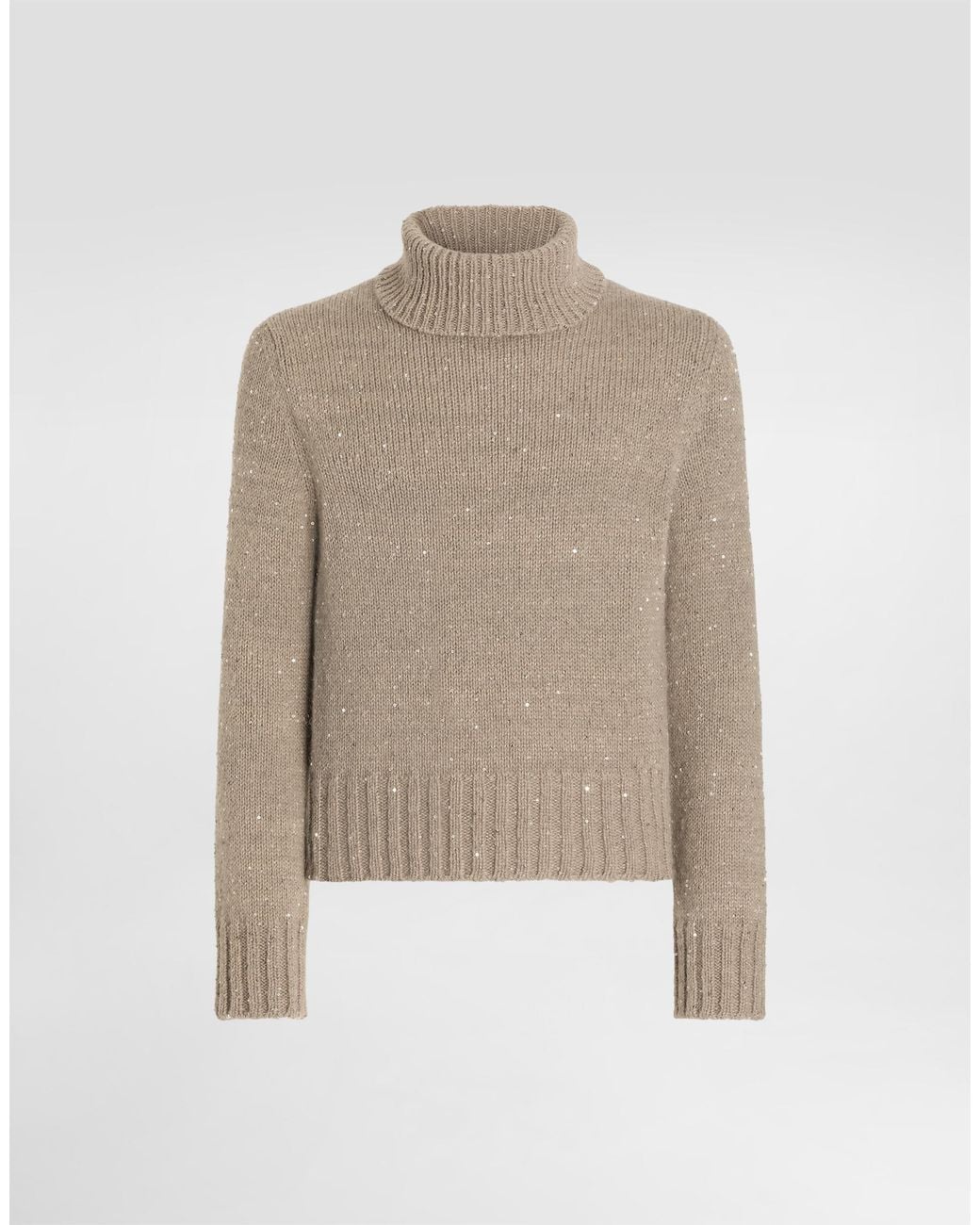 Dolce & Gabbana Natural Knit Turtleneck With Sequins for men