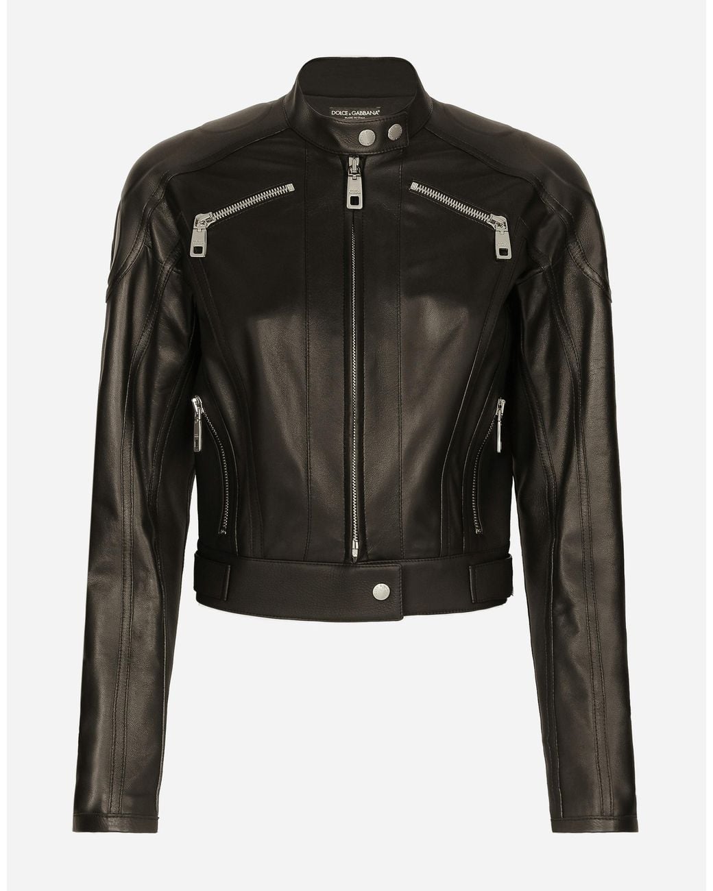 Dolce & Gabbana Black Leather Biker Jacket