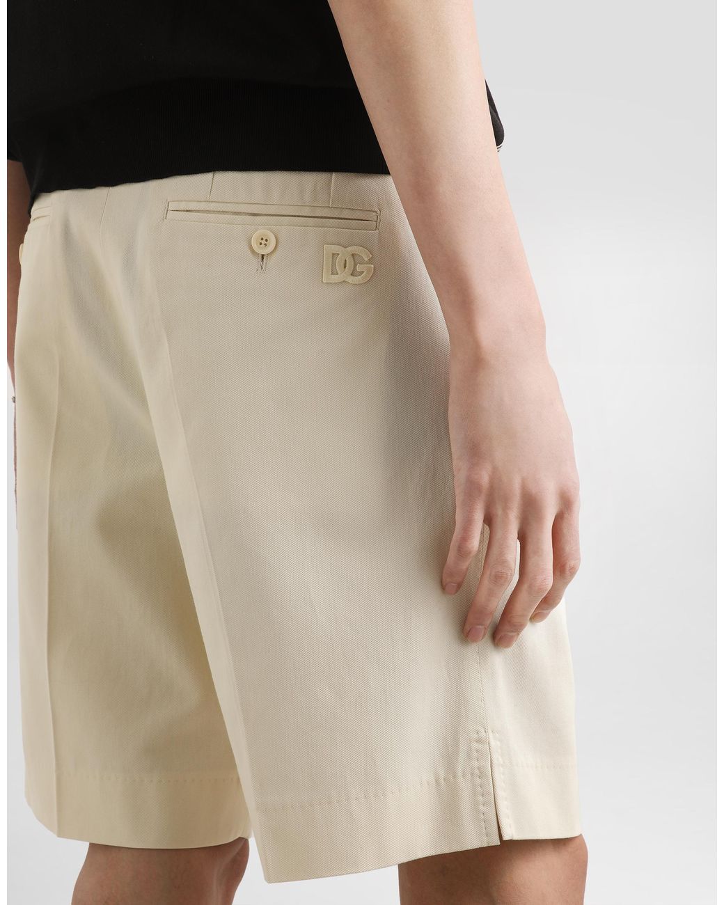 Dolce & Gabbana Natural Cotton Gabardine Bermuda Shorts for men