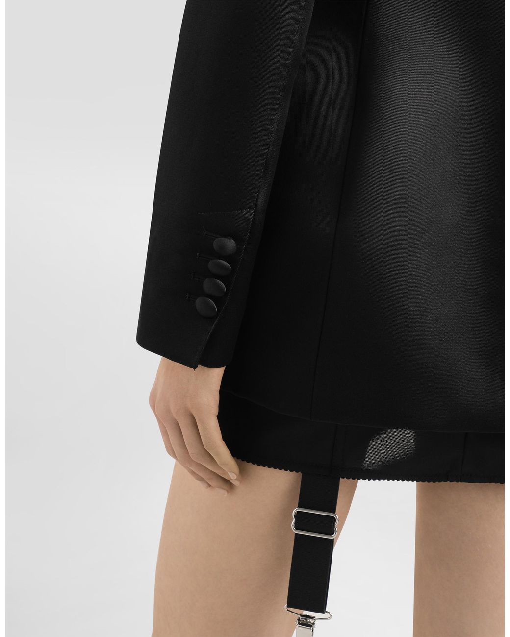 Dolce & Gabbana Black Double-Breasted Duchess Jacket With Conical Cups