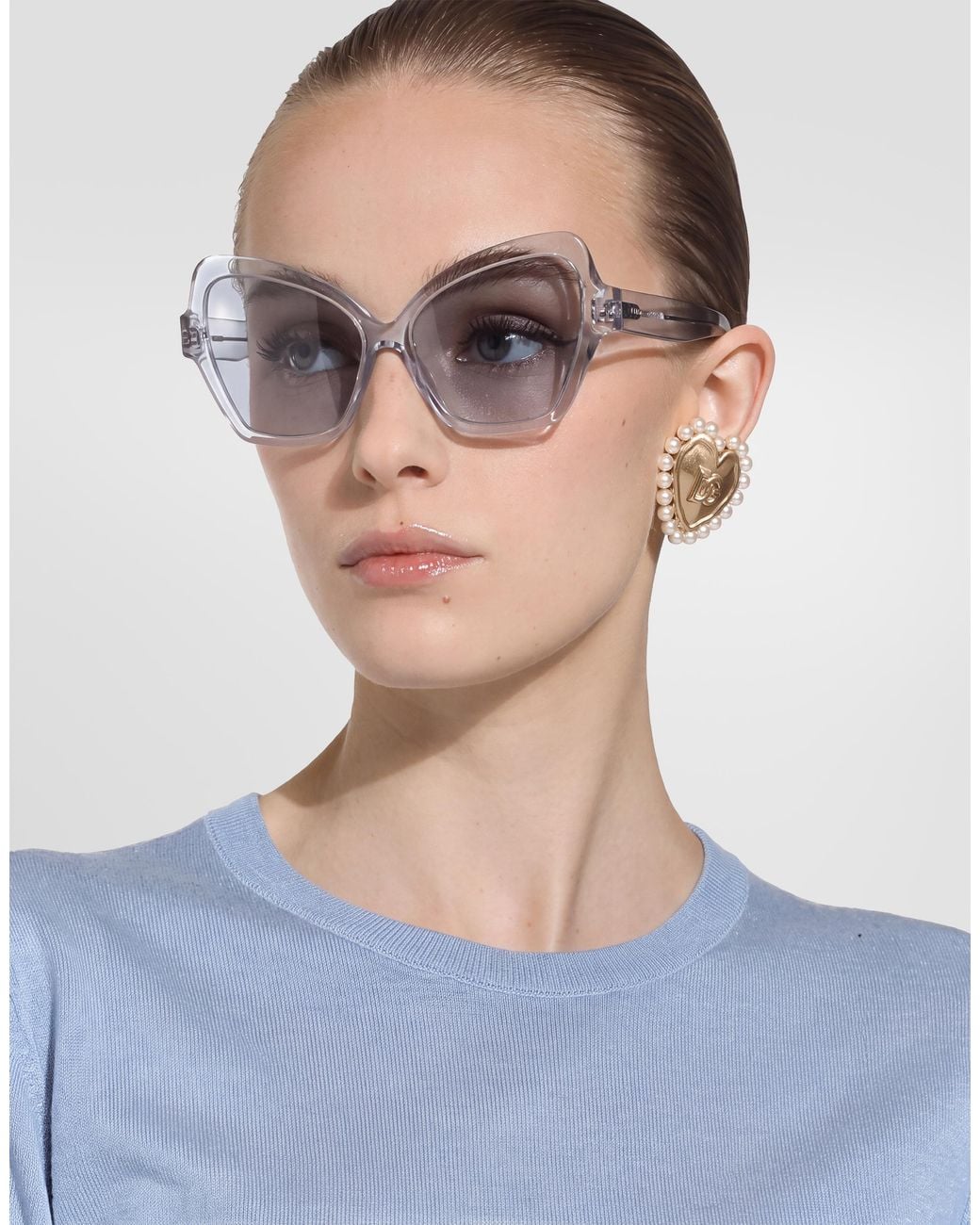 Dolce & Gabbana Metallic Heart Earrings With Beaded Detailing