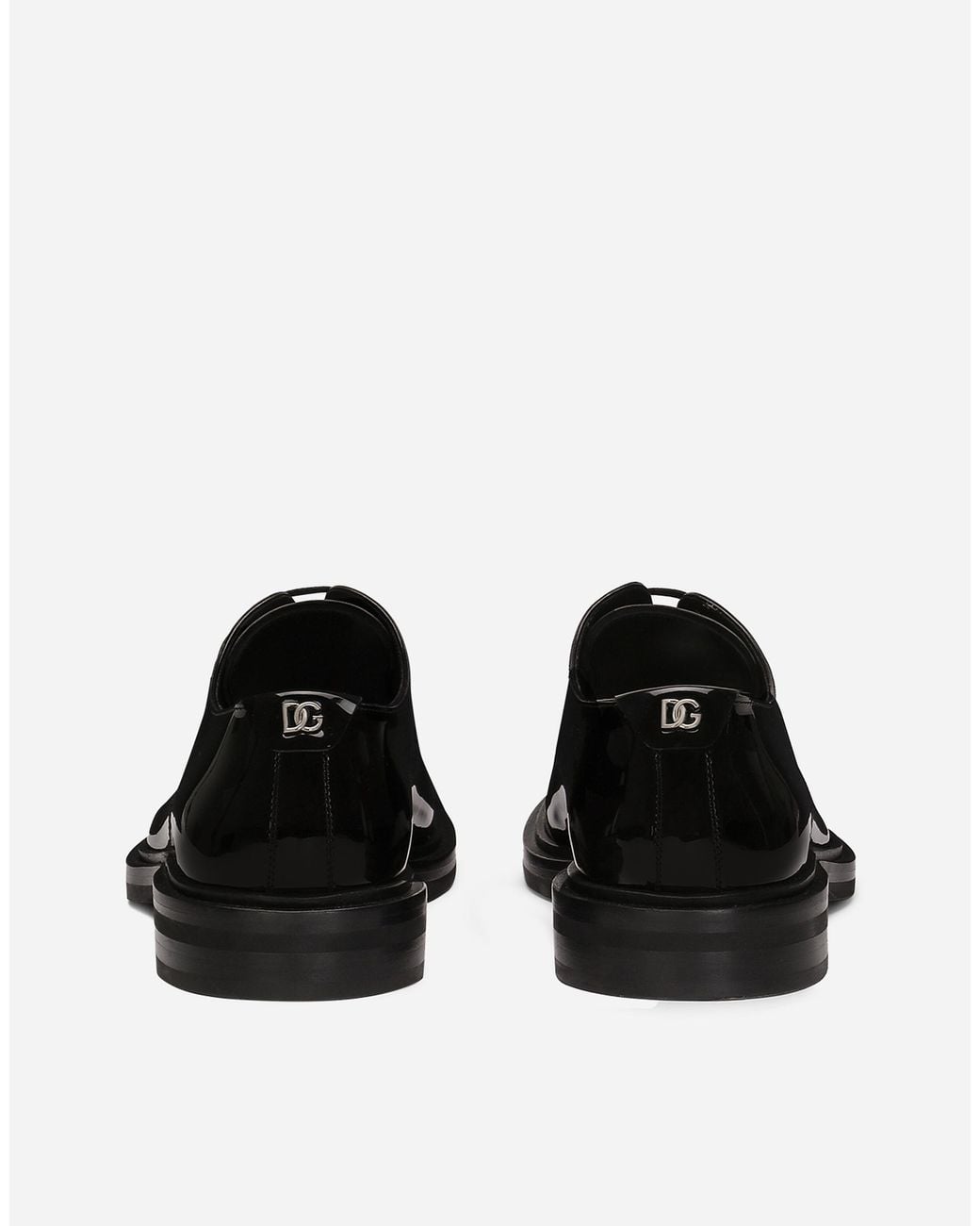 Dolce & Gabbana Black Calfskin Derby Shoes with Logo for men