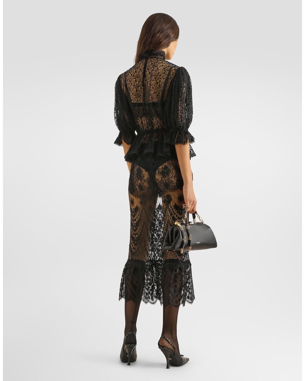 Dolce & Gabbana Black Tulle Top With Embroidery