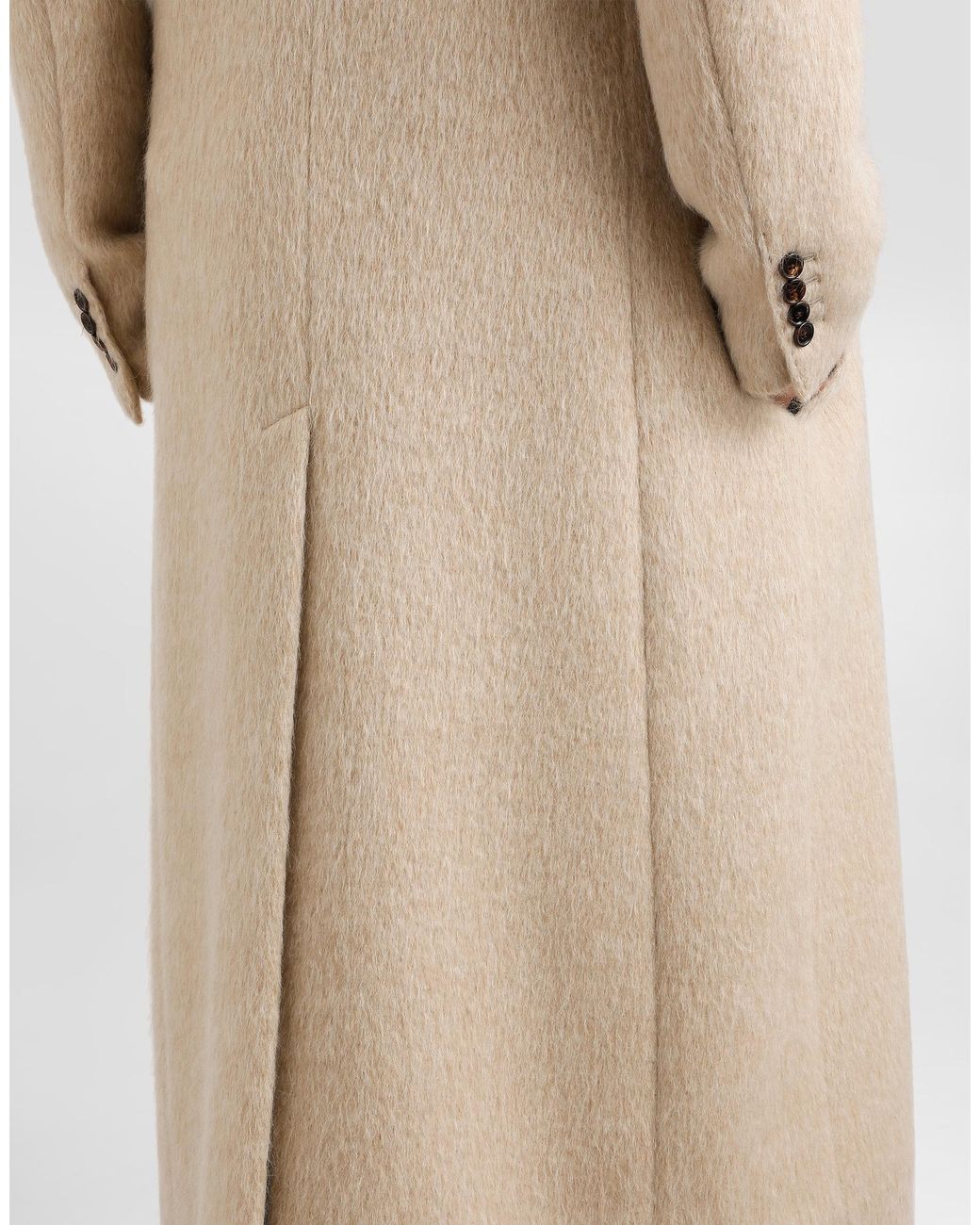 Dolce & Gabbana Natural Long-Haired Mohair Blend Double-Breasted Coat for men