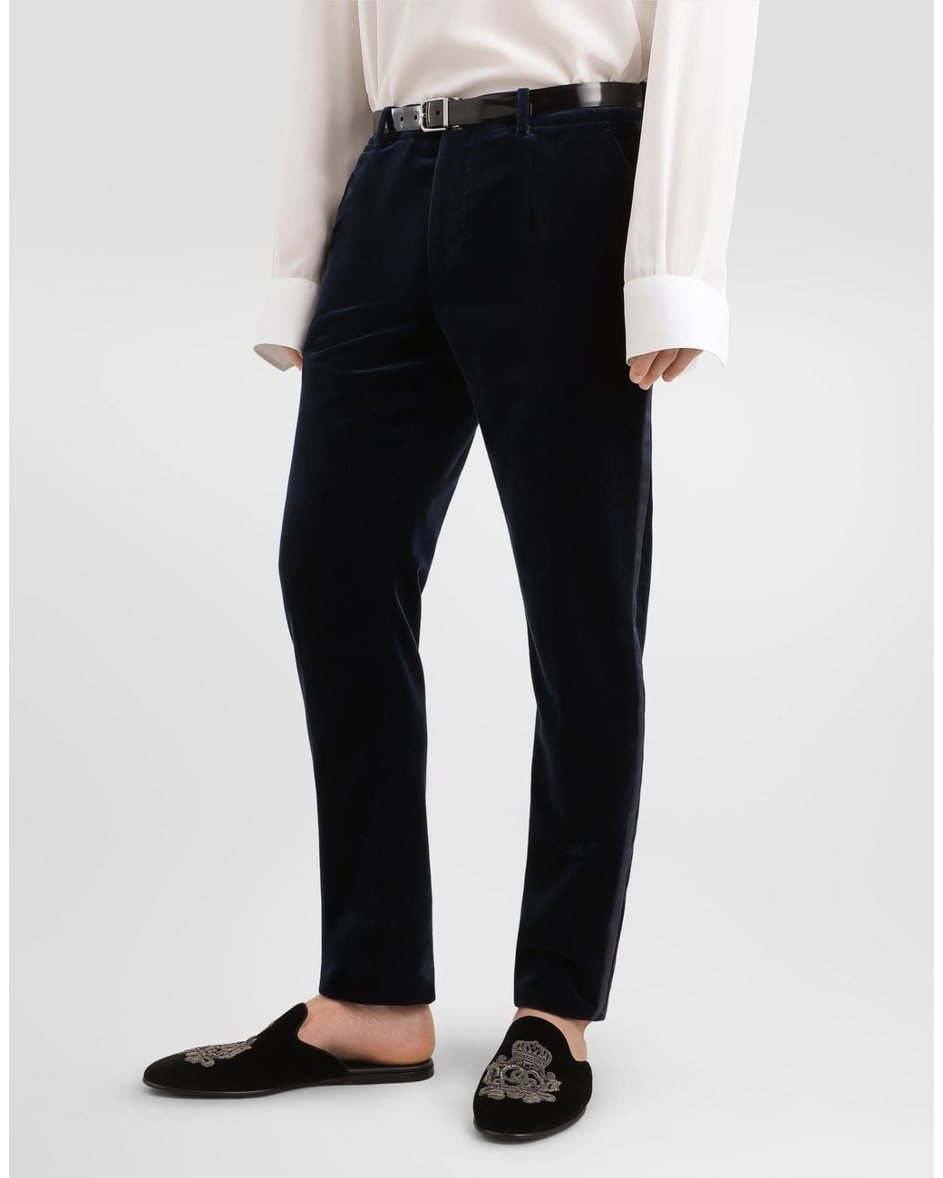 Dolce & Gabbana Blue Velvet Trousers for men