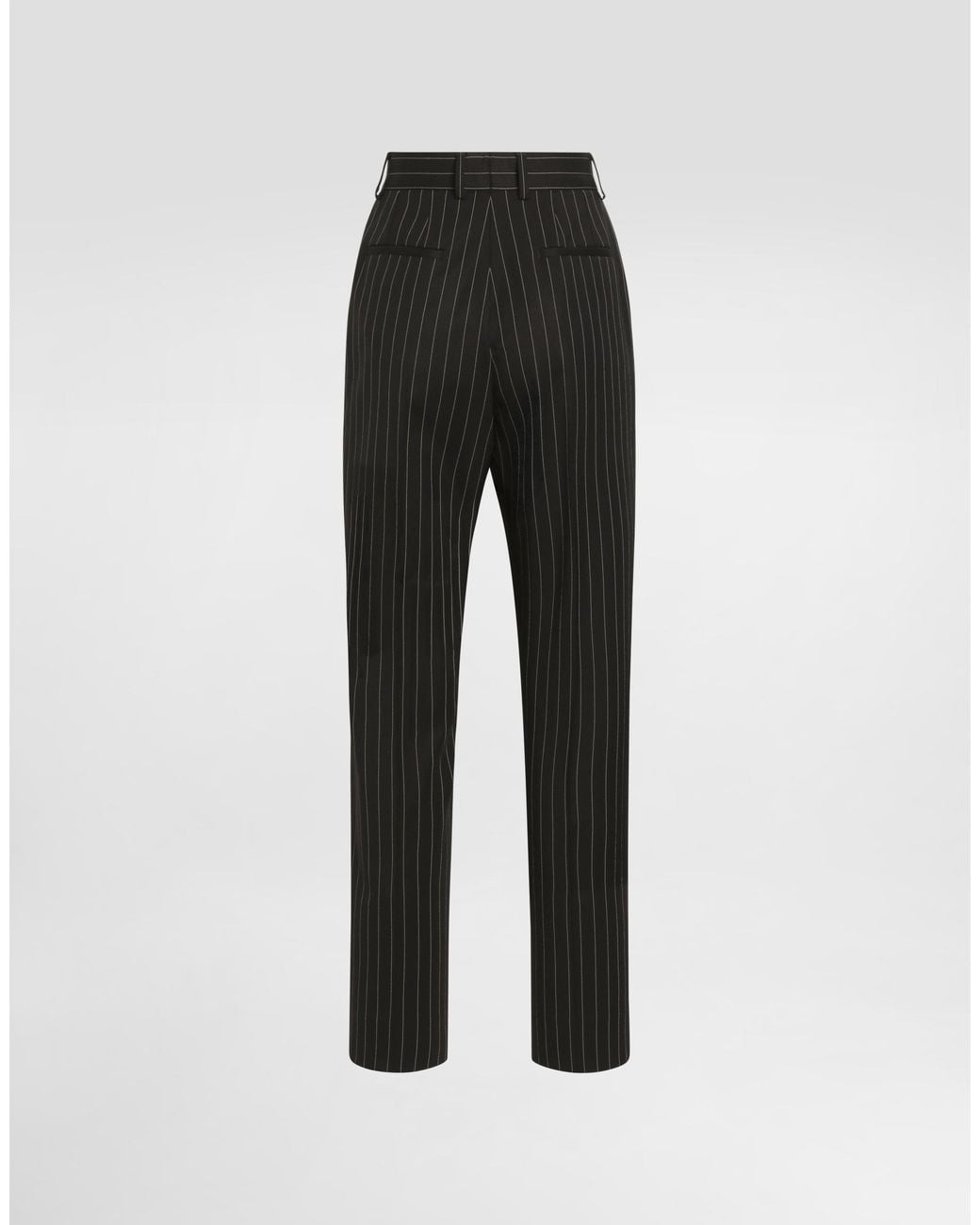 Dolce & Gabbana Black Wool-blend Pinstripe Trousers