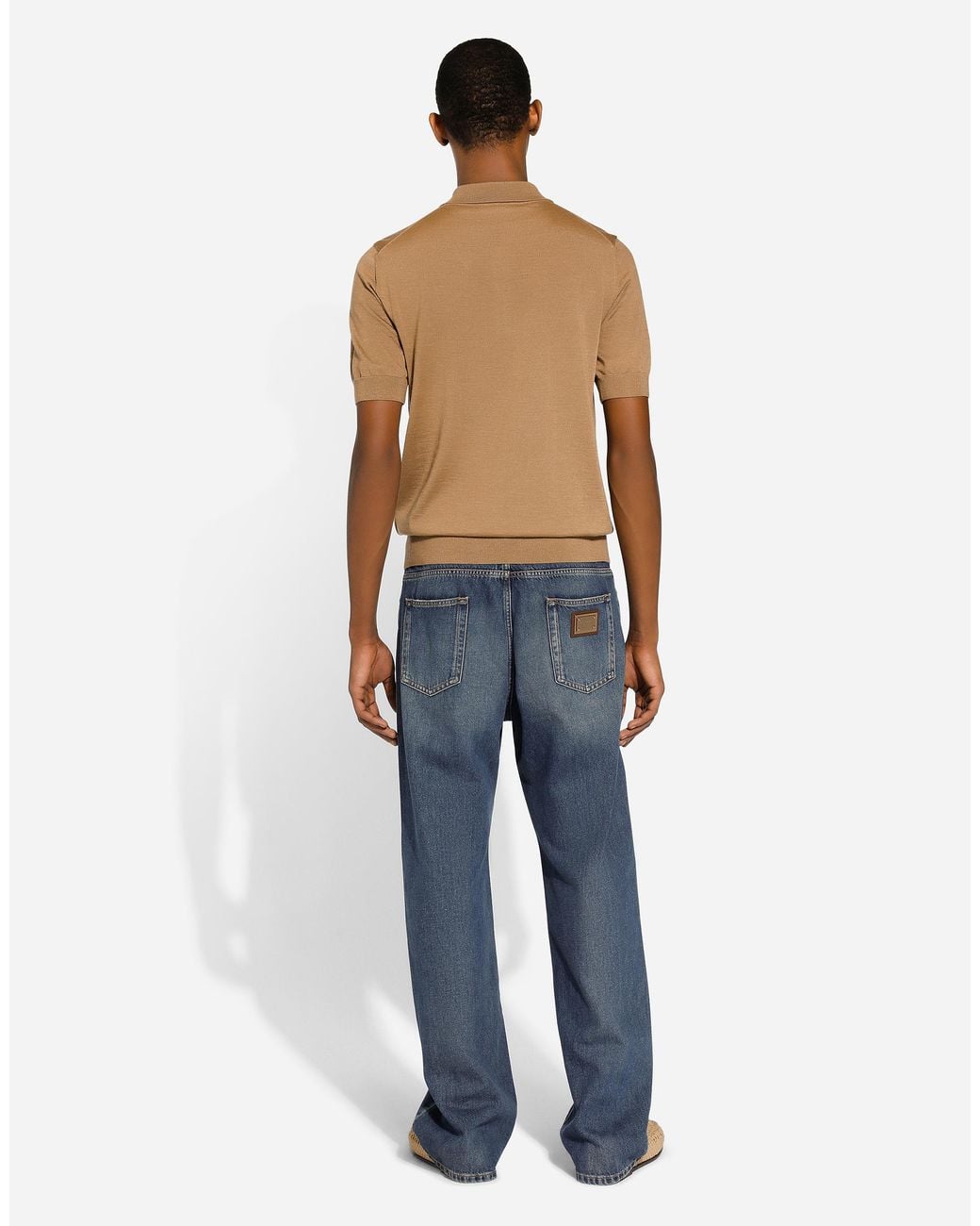 Dolce & Gabbana Brown Silk And Cashmere Polo-Shirt for men