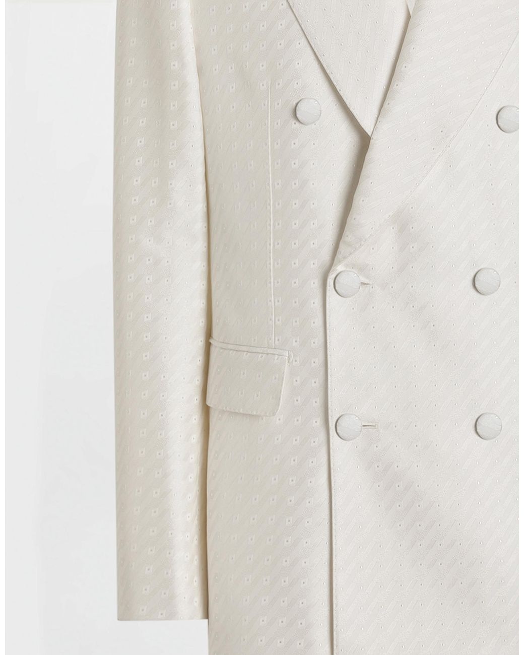 Dolce & Gabbana White Double-Breasted Sicilia Light Jacquard Jacket With Micro Pattern for men