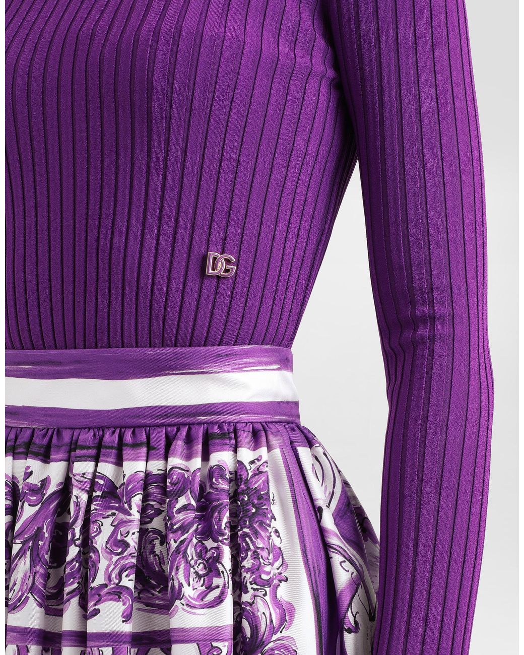 Dolce & Gabbana Purple Logo-Plaque Jumper