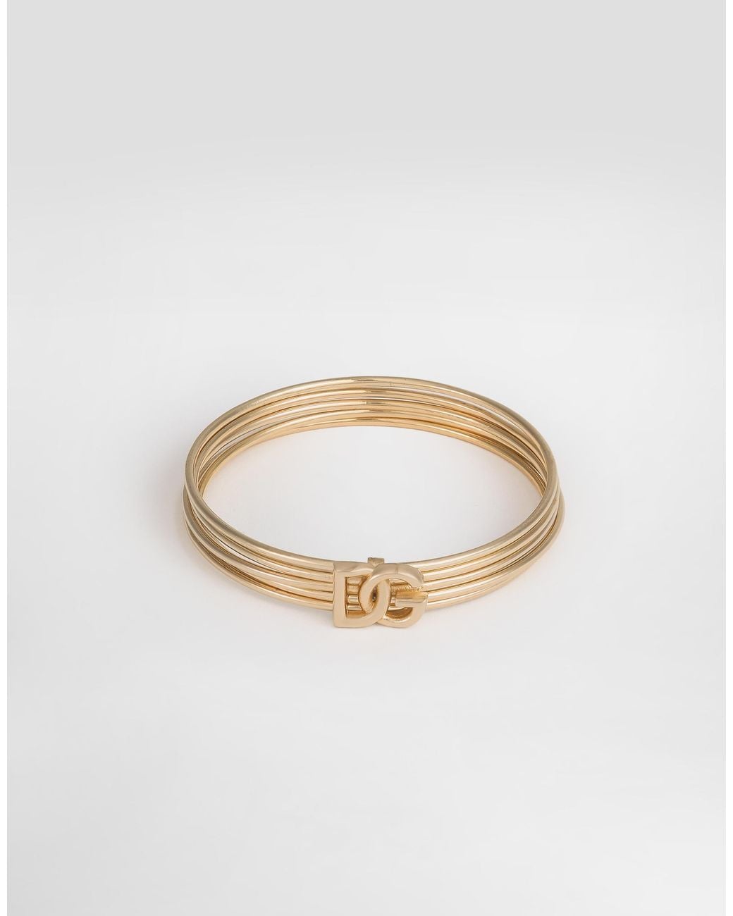 Dolce & Gabbana White Rigid Multi-Hoop Bangle With Dg Logo