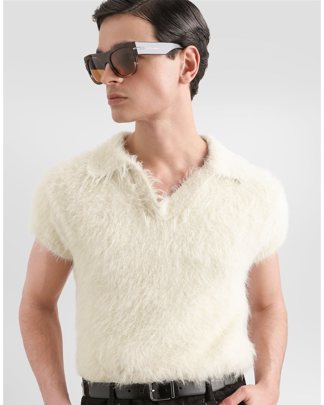 Dolce & Gabbana Natural Knit Polo Shirt for men