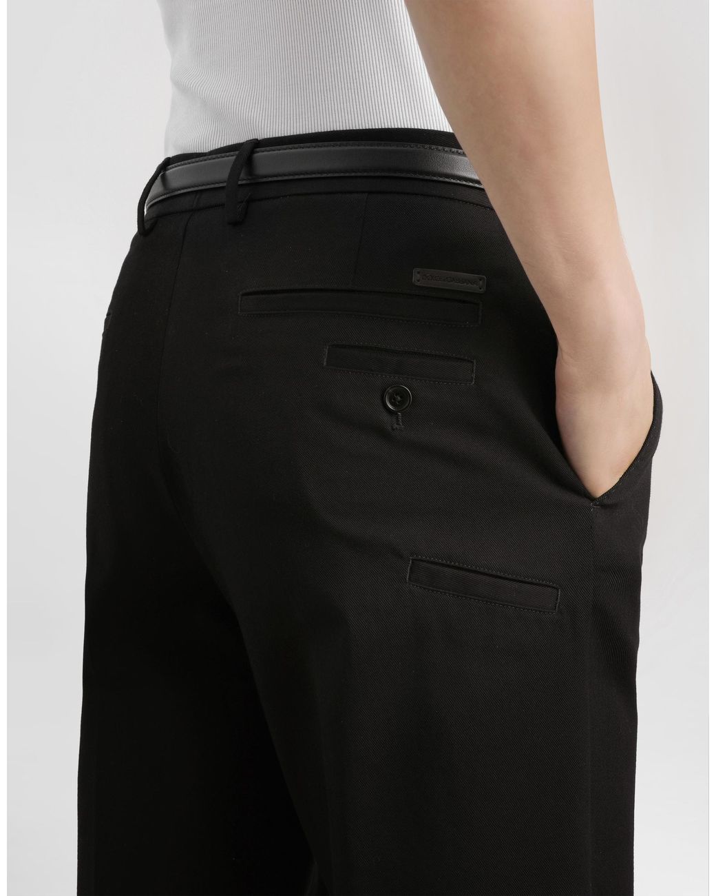 Dolce & Gabbana Black Cotton Gabardine Trousers for men