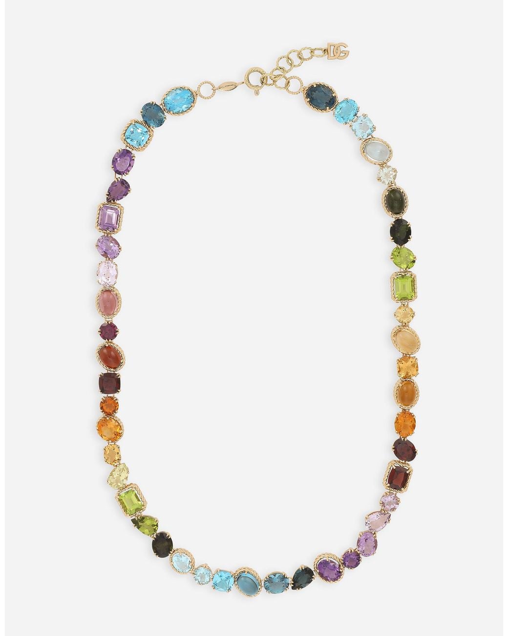 Dolce & Gabbana White Multicolor Gemstone Rainbow Necklace
