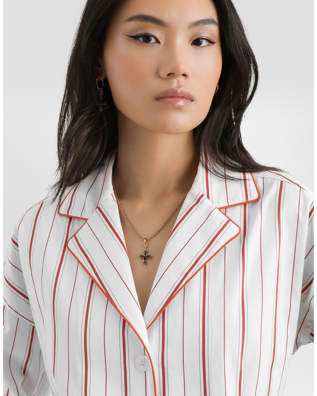 Dolce & Gabbana White Striped Poplin Shirt
