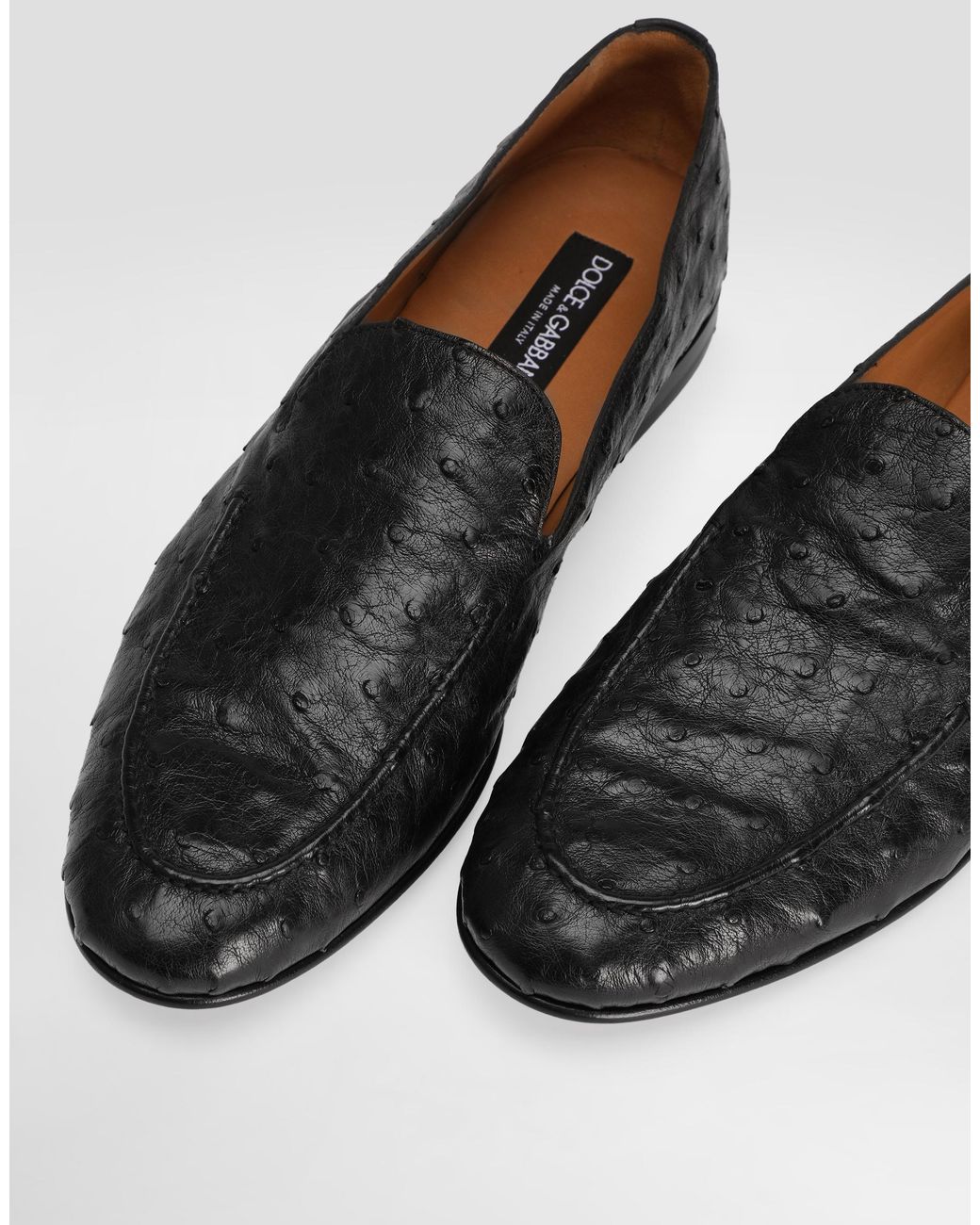 Dolce & Gabbana White Ostrich Leather Slippers for men
