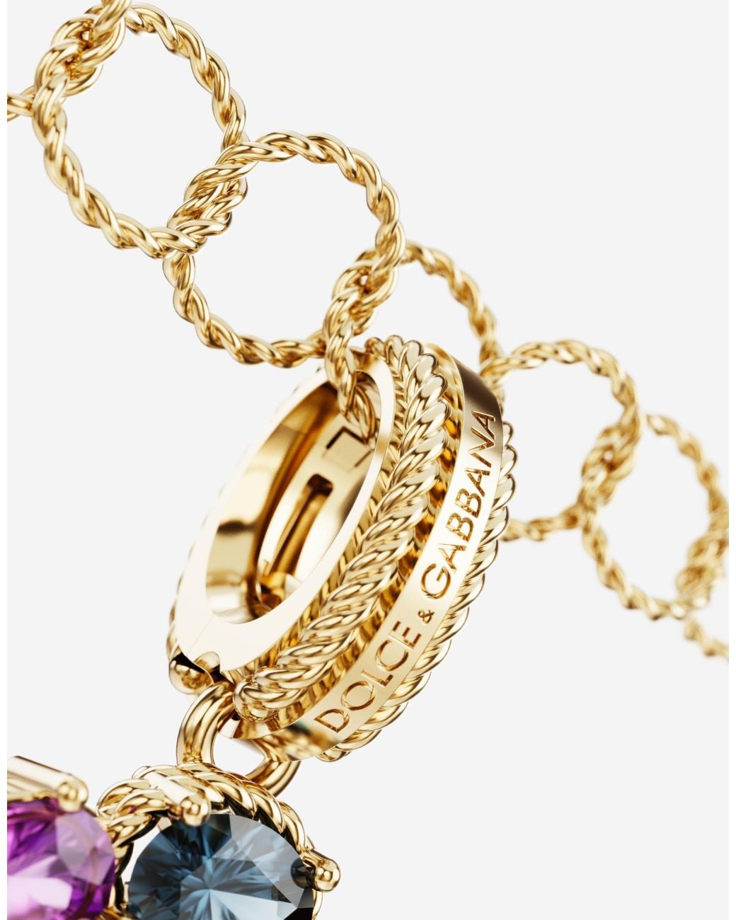 Dolce & Gabbana White Charm Q Lettering 18-Carat And Multicolored Gems