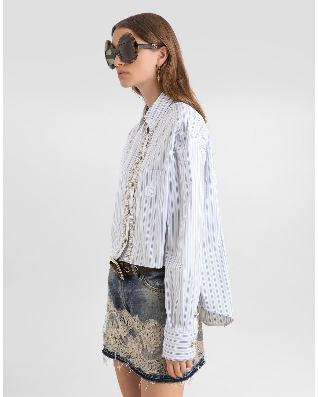 Dolce & Gabbana White Striped Shirt