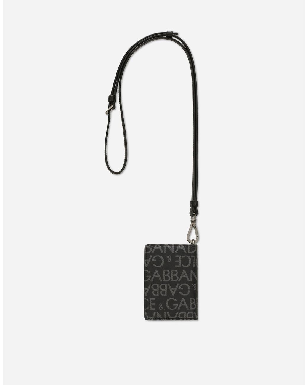 Dolce & Gabbana White Logo-Print Leather Cardholder for men