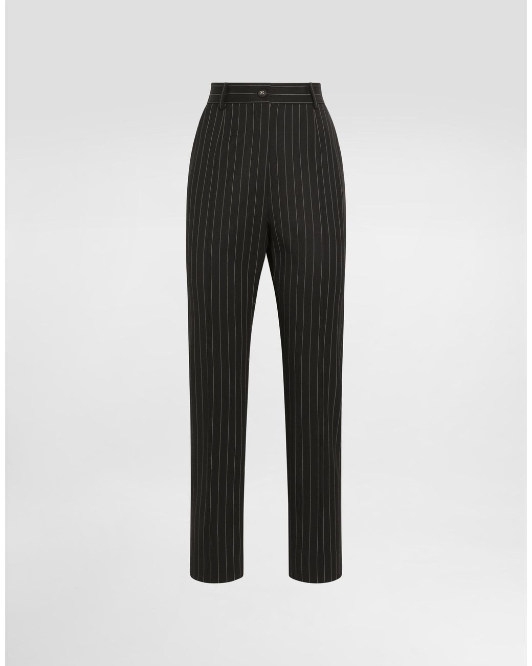 Dolce & Gabbana Black Wool-blend Pinstripe Trousers