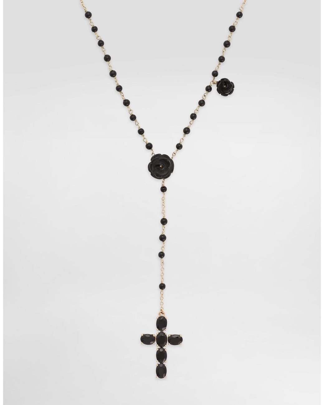 Dolce & Gabbana White Devotion Rosary Necklace With Oval Sapphires