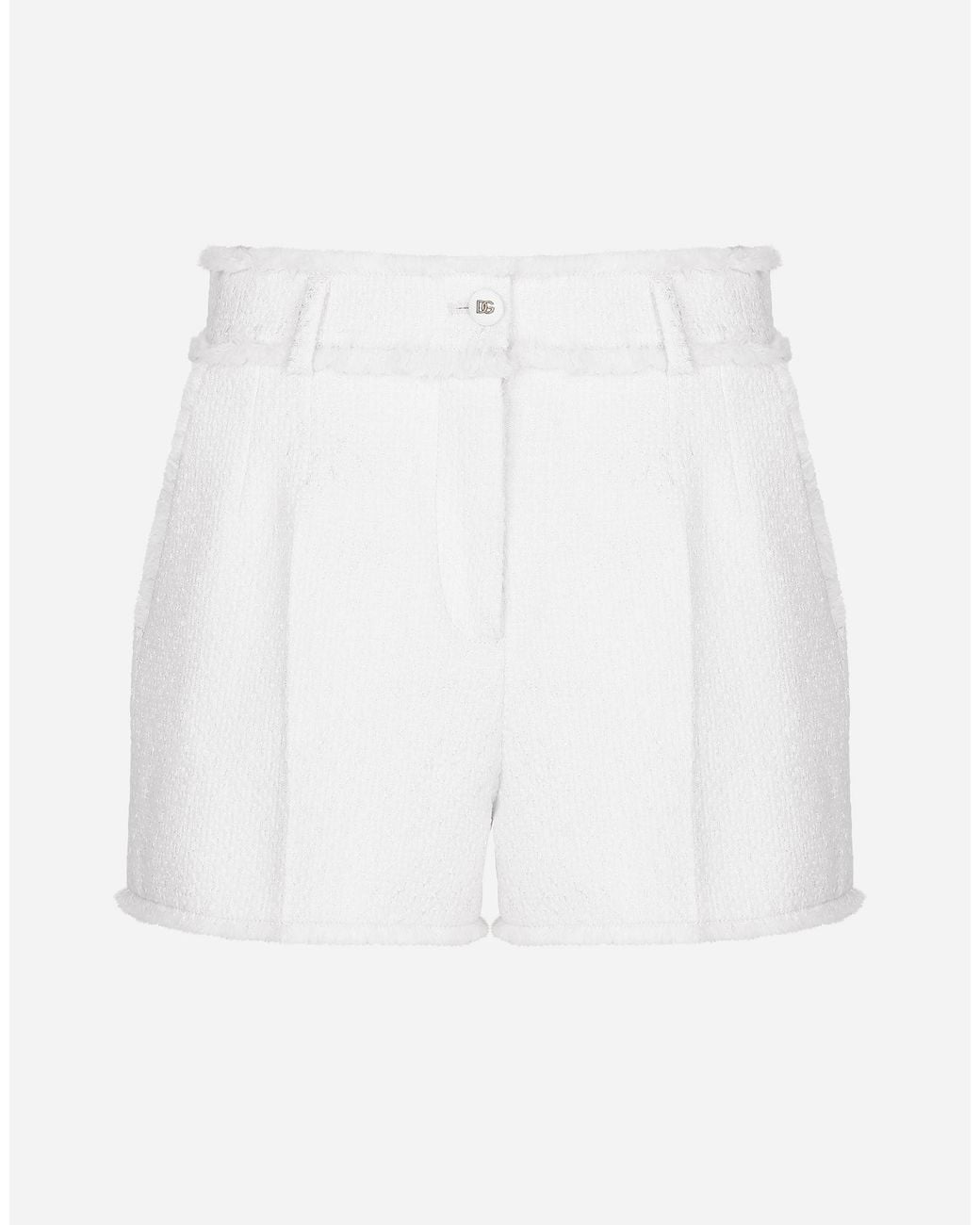 Dolce & Gabbana White Raschel Tweed Shorts