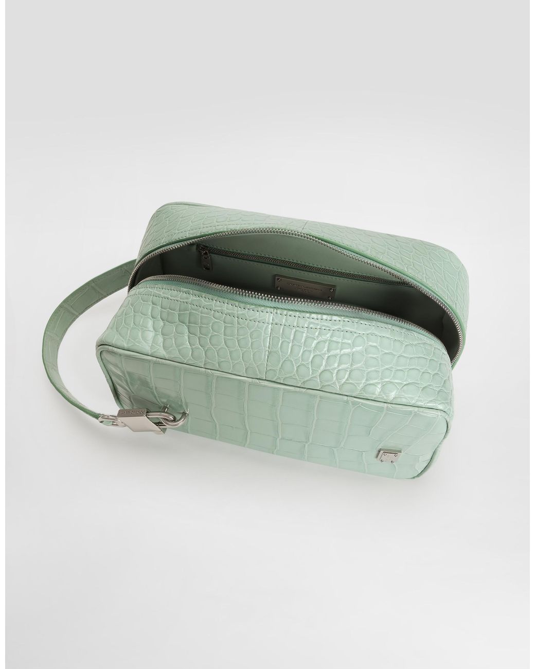 Dolce & Gabbana Green Lock Polished Alligator Handbag for men