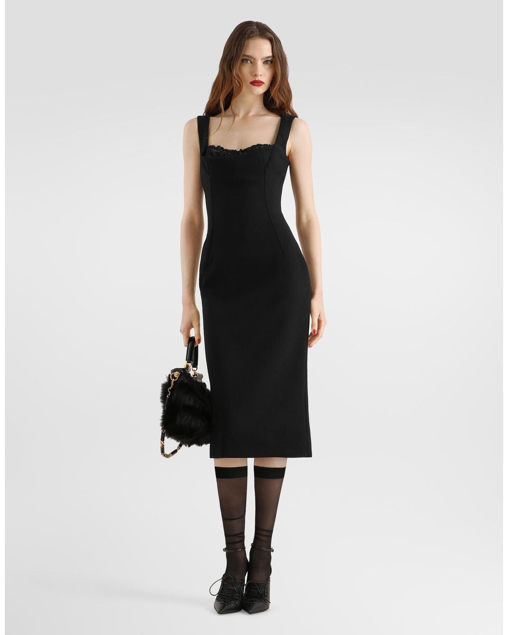 Dolce & Gabbana Black Double Wool Crêpe Dress