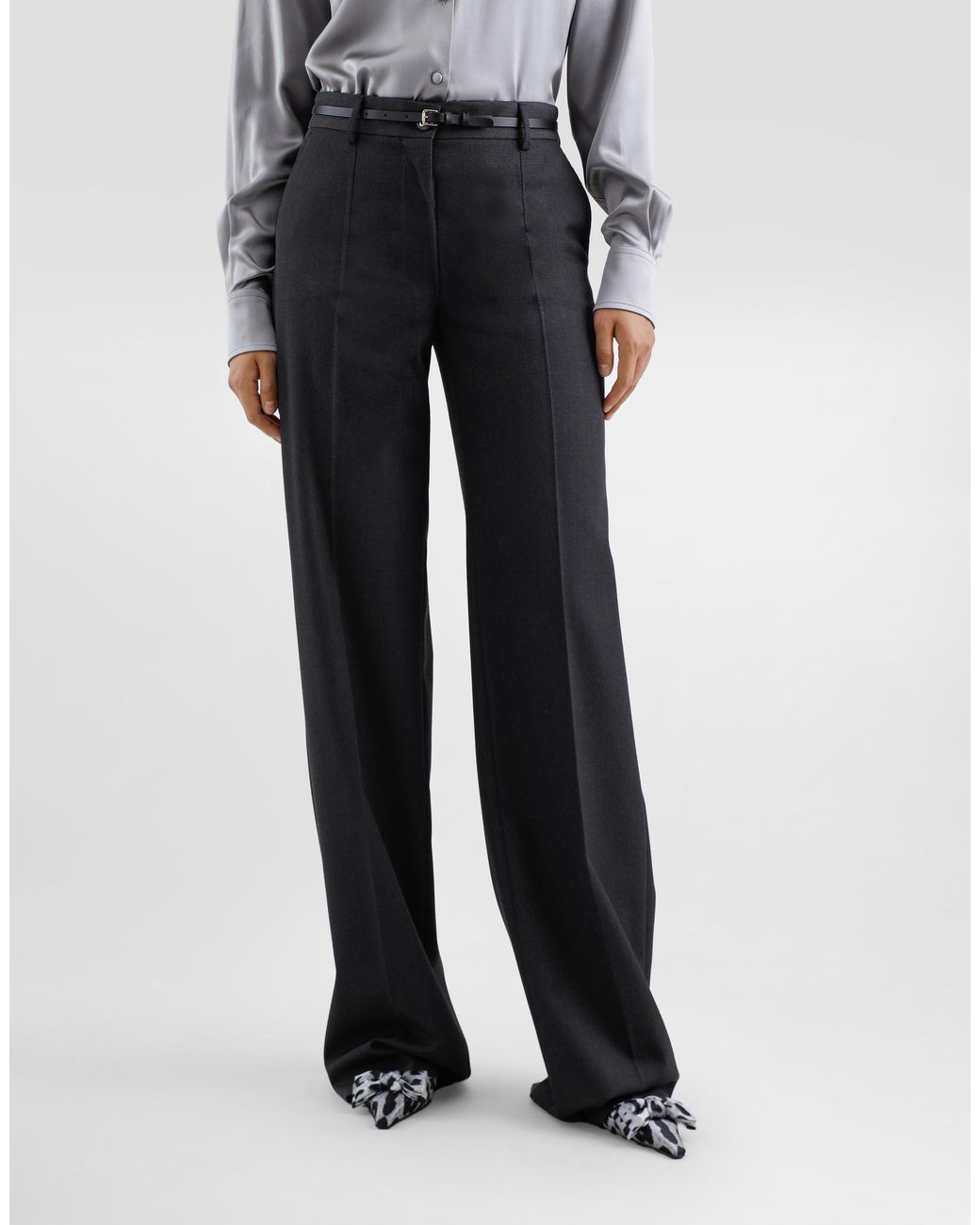 Dolce & Gabbana Blue Flared Woolen Pants