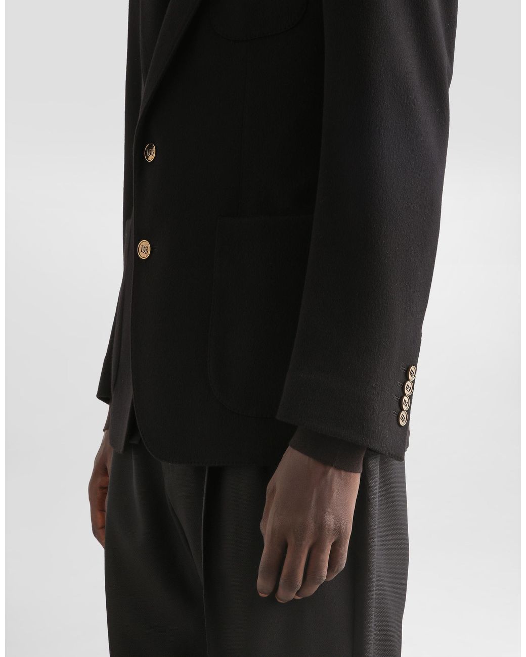 Dolce & Gabbana Black Single-Breasted Portofino Cashmere Jacket for men