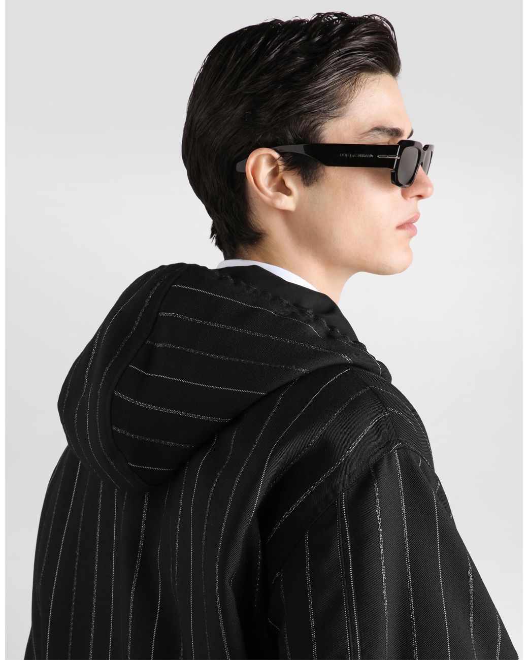 Dolce & Gabbana Black Padded Pinstripe Bomber Jacket for men