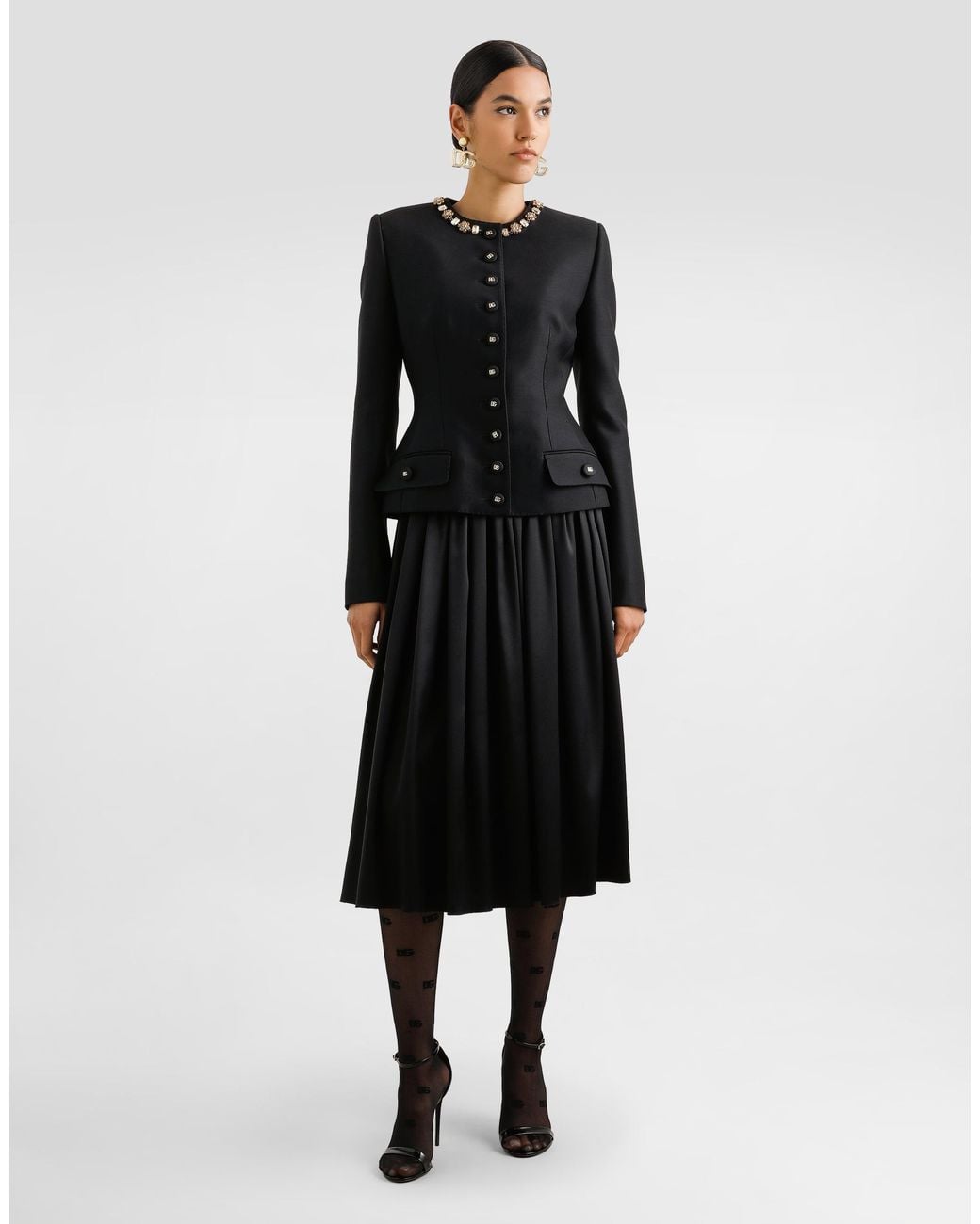 Dolce & Gabbana Black Skirt With Metal Logo