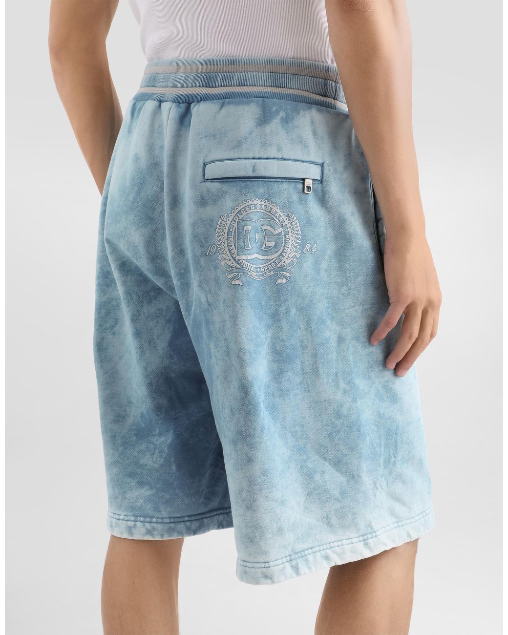 Dolce & Gabbana Blue Treated Jersey Bermuda Shorts for men