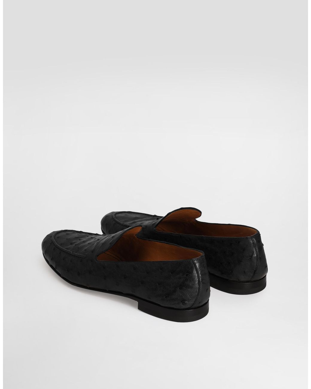 Dolce & Gabbana White Ostrich Leather Slippers for men