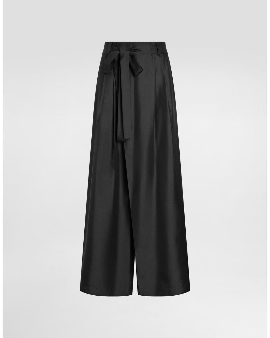 Dolce & Gabbana Black Silk Twill Trousers for men