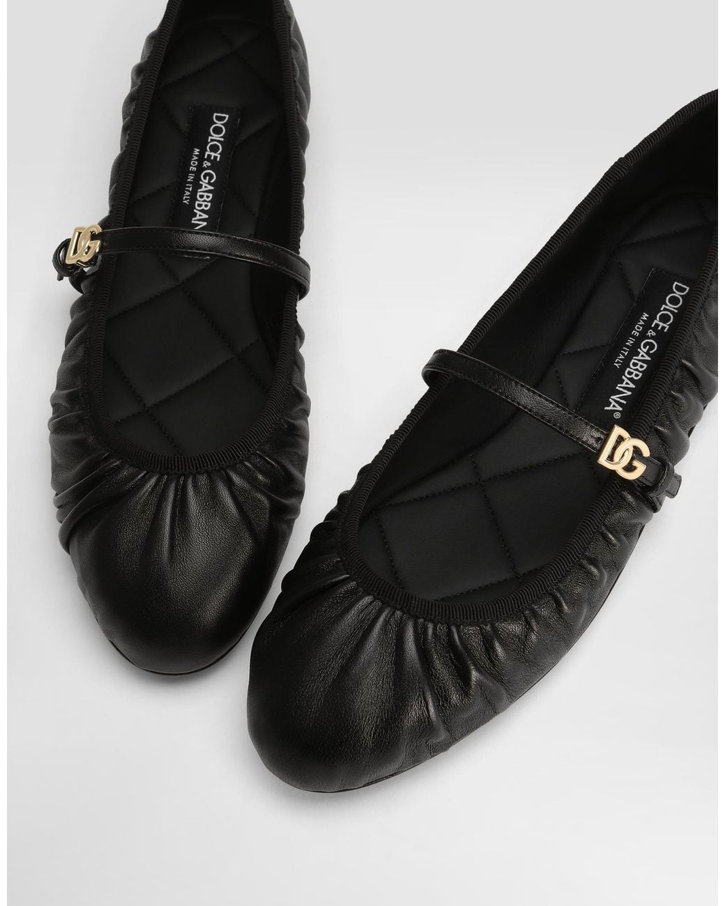 Dolce & Gabbana Black Satin Ballet Flats