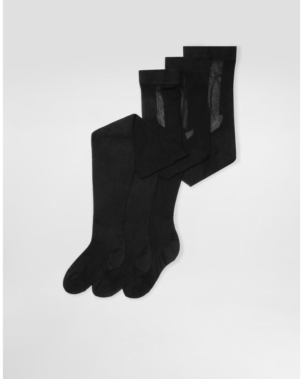 Dolce & Gabbana Black Nylon Tights With Jacquard Dg Logo