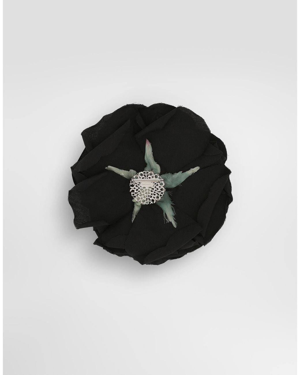 Dolce & Gabbana Black Floral Cotton Brooch for men