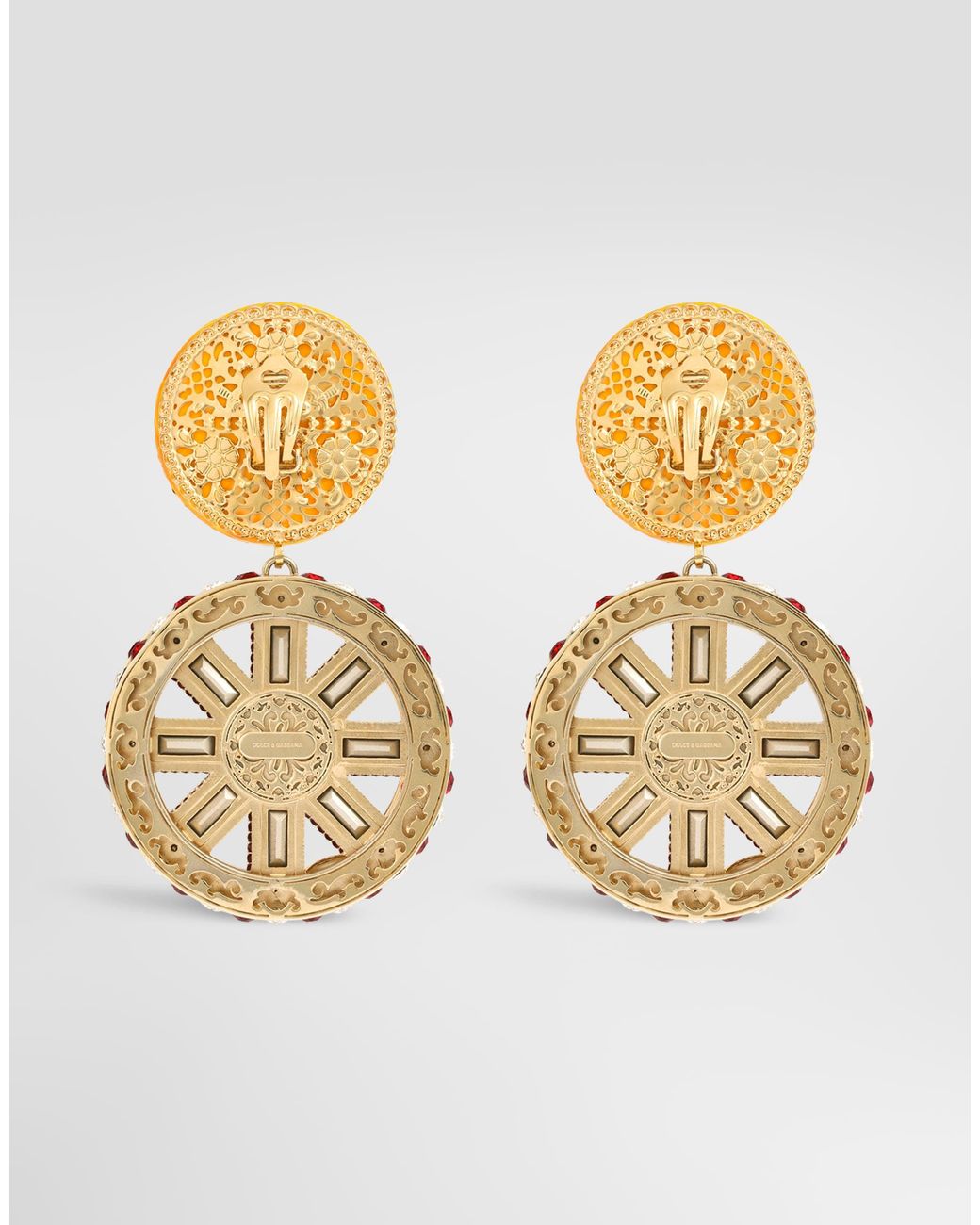 Dolce & Gabbana White Carretto Wheel Clip Earrings
