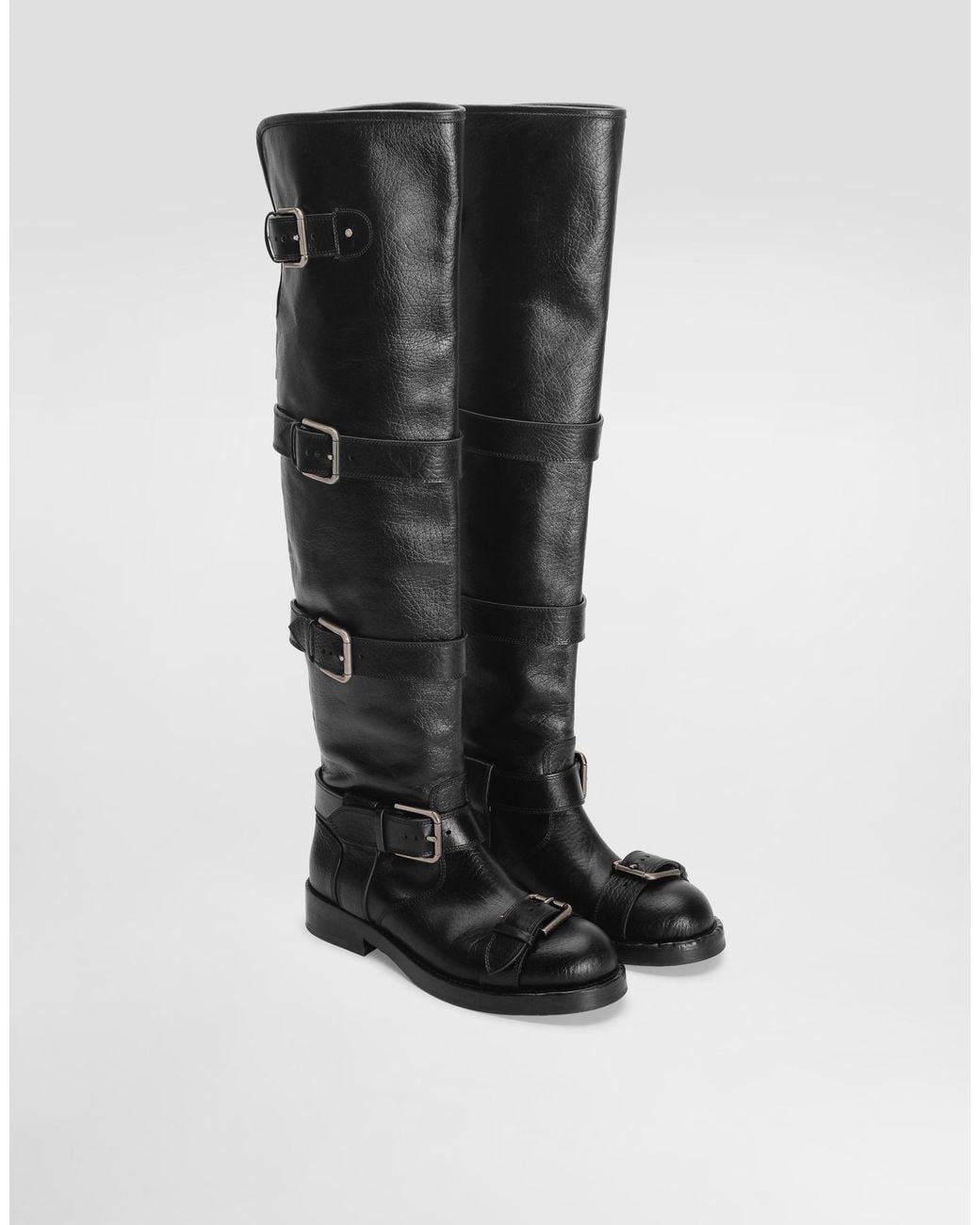 Dolce & Gabbana Black Horse Leather Boots