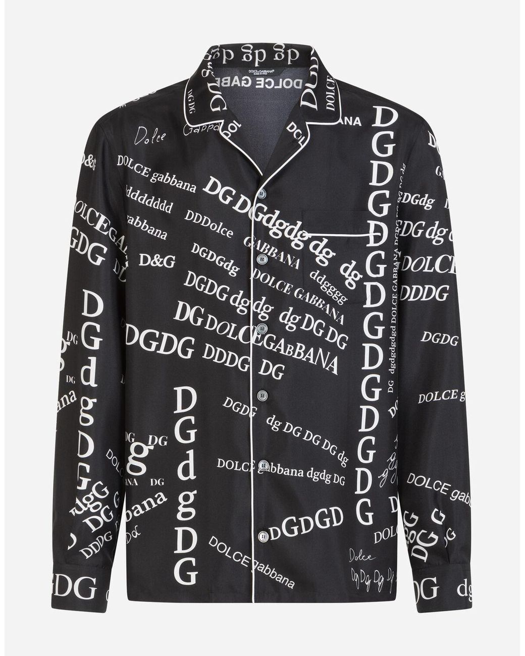 Dolce & Gabbana Men's DG Monogram Silk Camp Shirt
