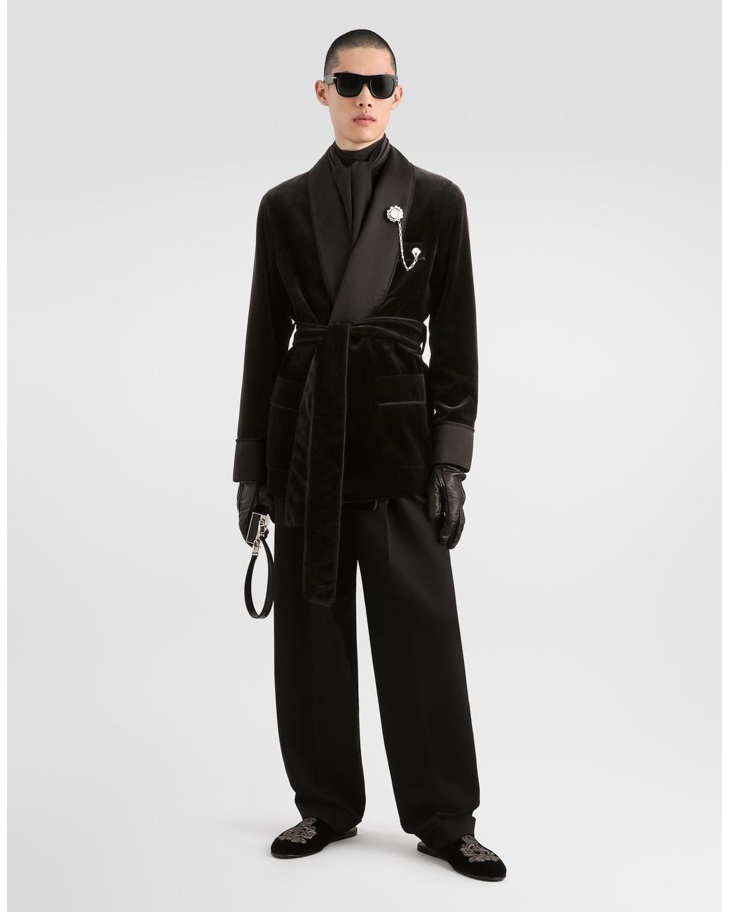 Dolce & Gabbana Black Velvet Sicilia Light Jacket for men